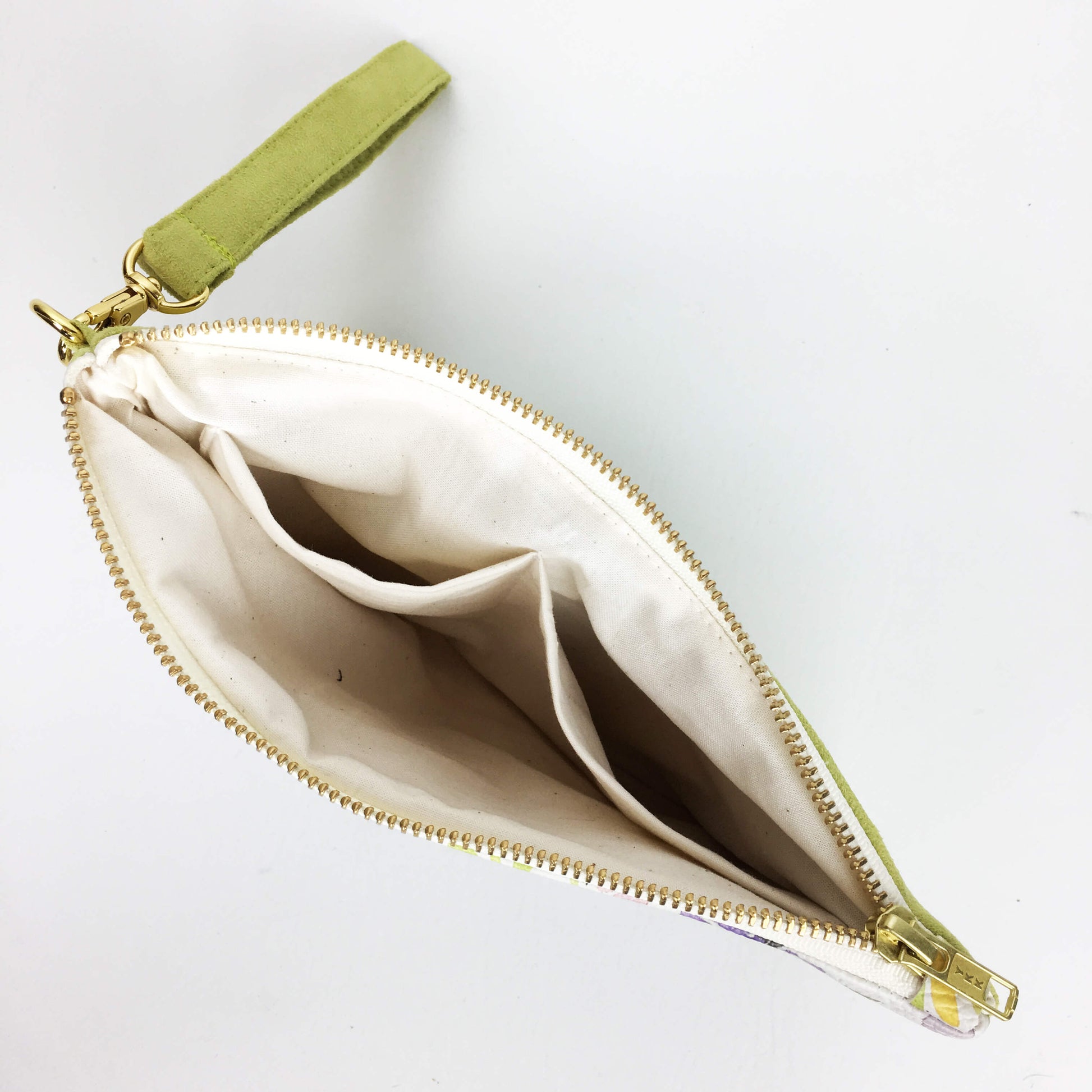Spring Watercolor Floral wristlet - vegan leather/suede - UndertheLeafDesigns.com