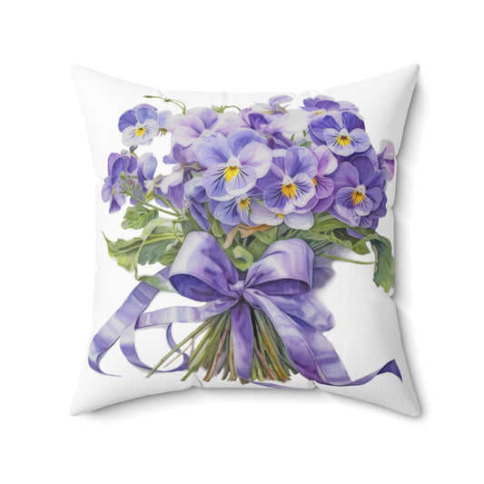 Violet Bouquet Spun Polyester Square Pillow