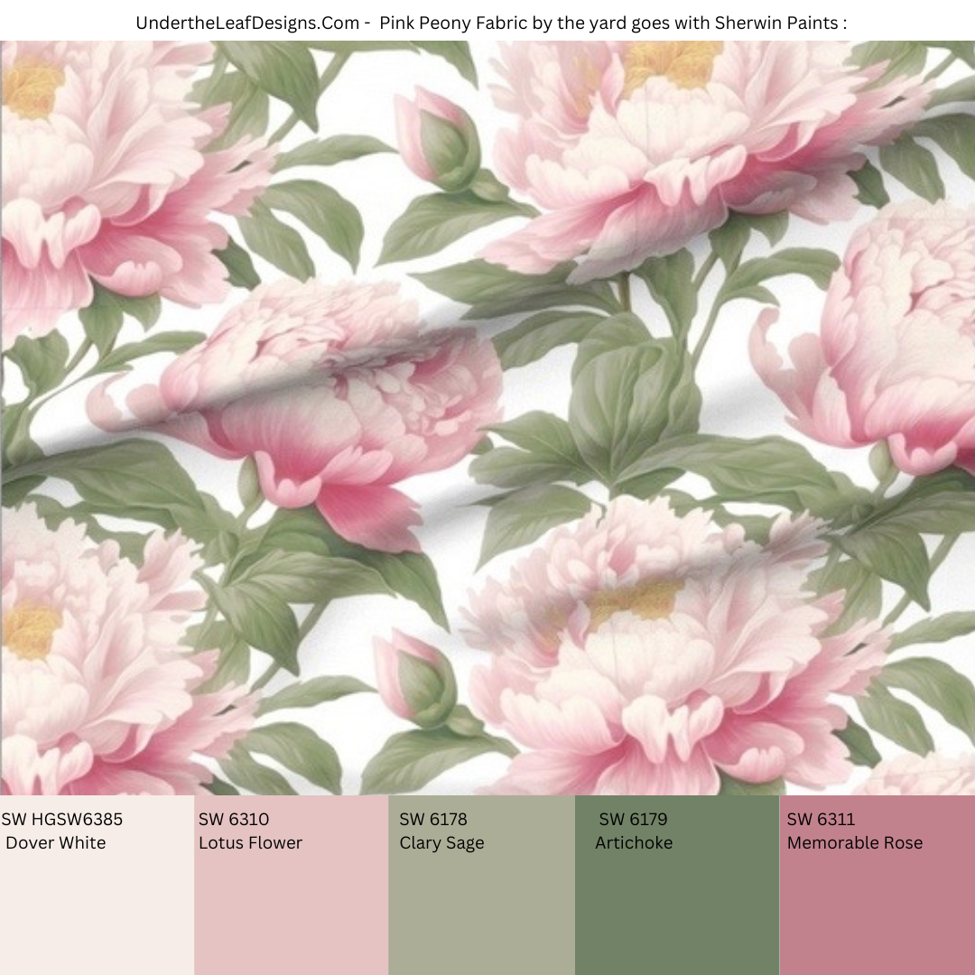 Pink Peony fabric matches these Sherwin williams paints