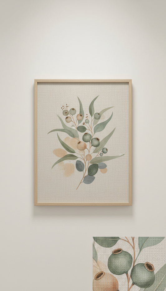 Eucalyptus Harmony linen art print