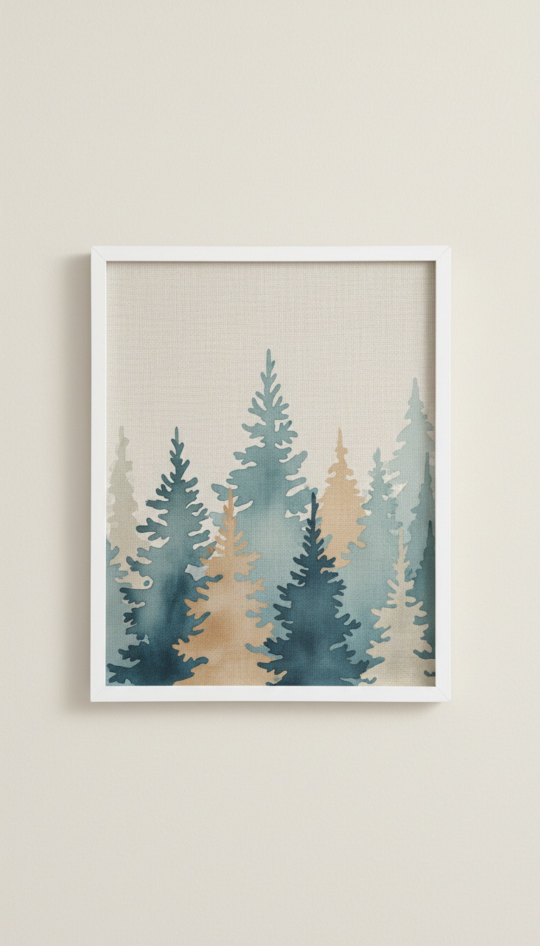 Blue Spruce Meadow linen print