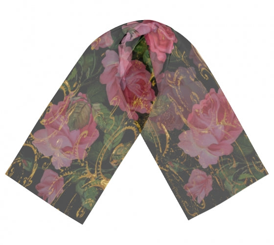 Rose Floral Chiffon Scarf - UndertheLeafDesigns.com