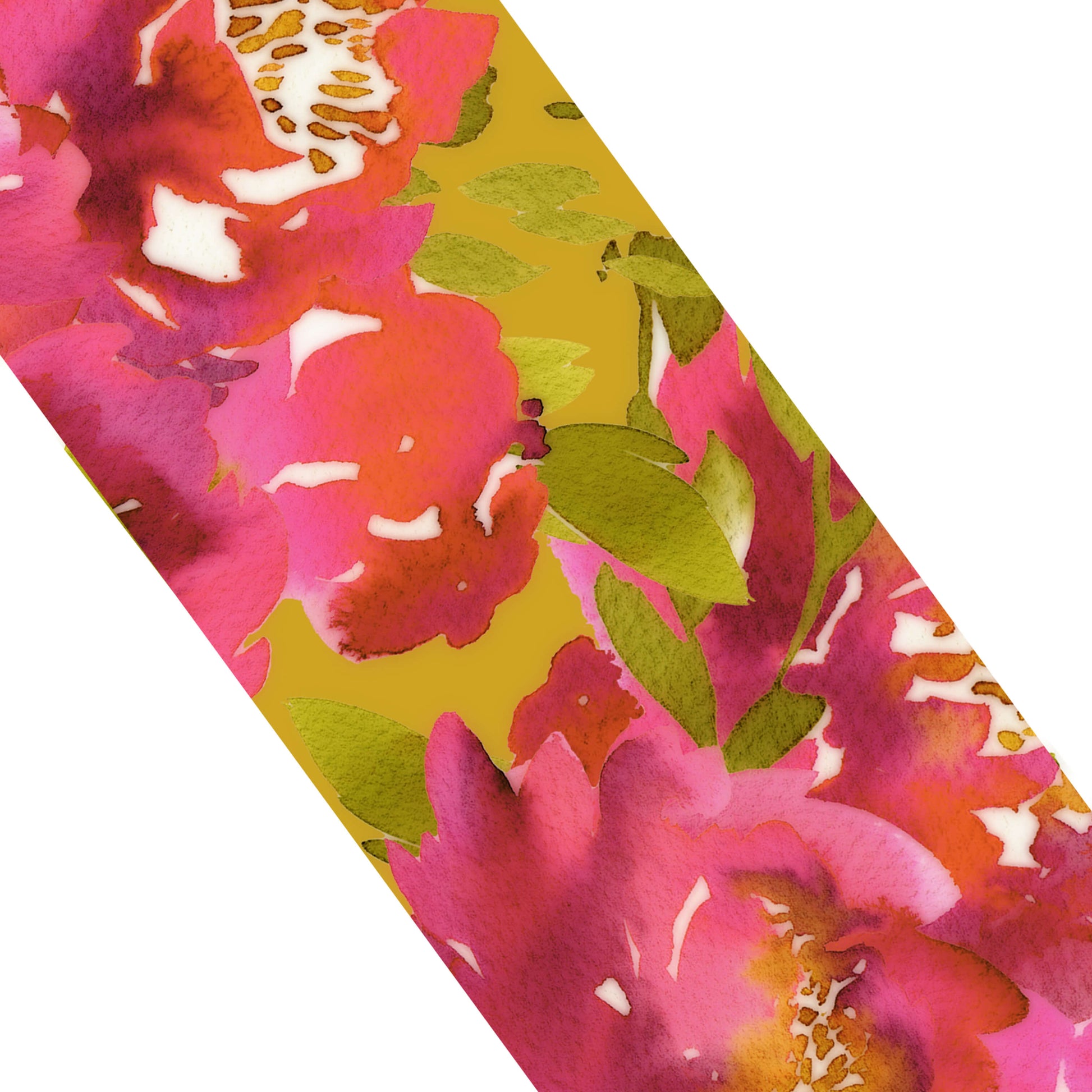 Petals Watercolor skinny scarf on mustard - UndertheLeafDesigns.com