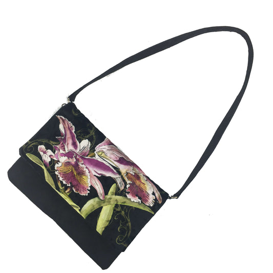 Orchid Clutch/Crossbody/Shoulder Artisan Handbag in Velvet/VeganSuede - UndertheLeafDesigns.com