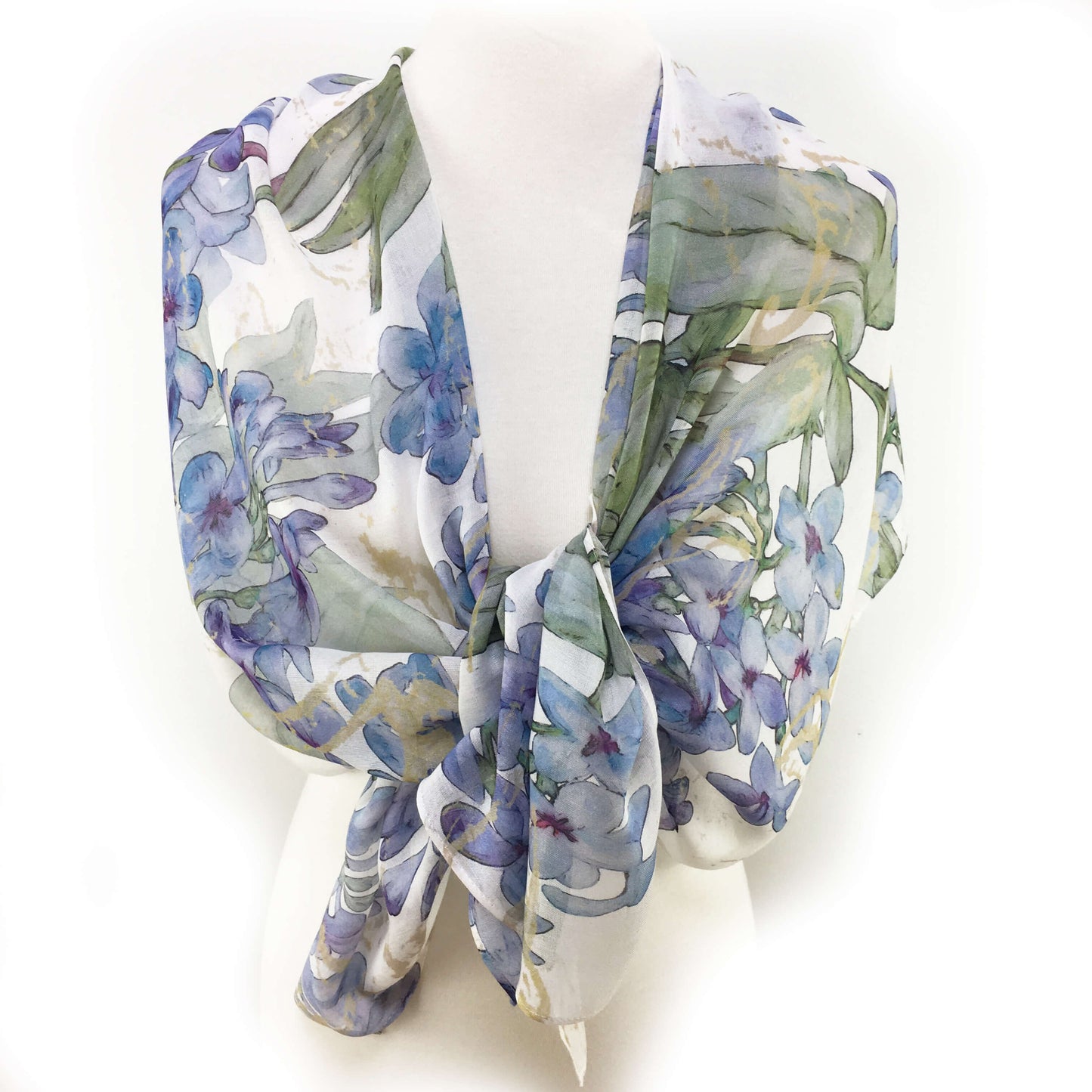 Lilacs on White Scarf - Silk Modal - UndertheLeafDesigns.com