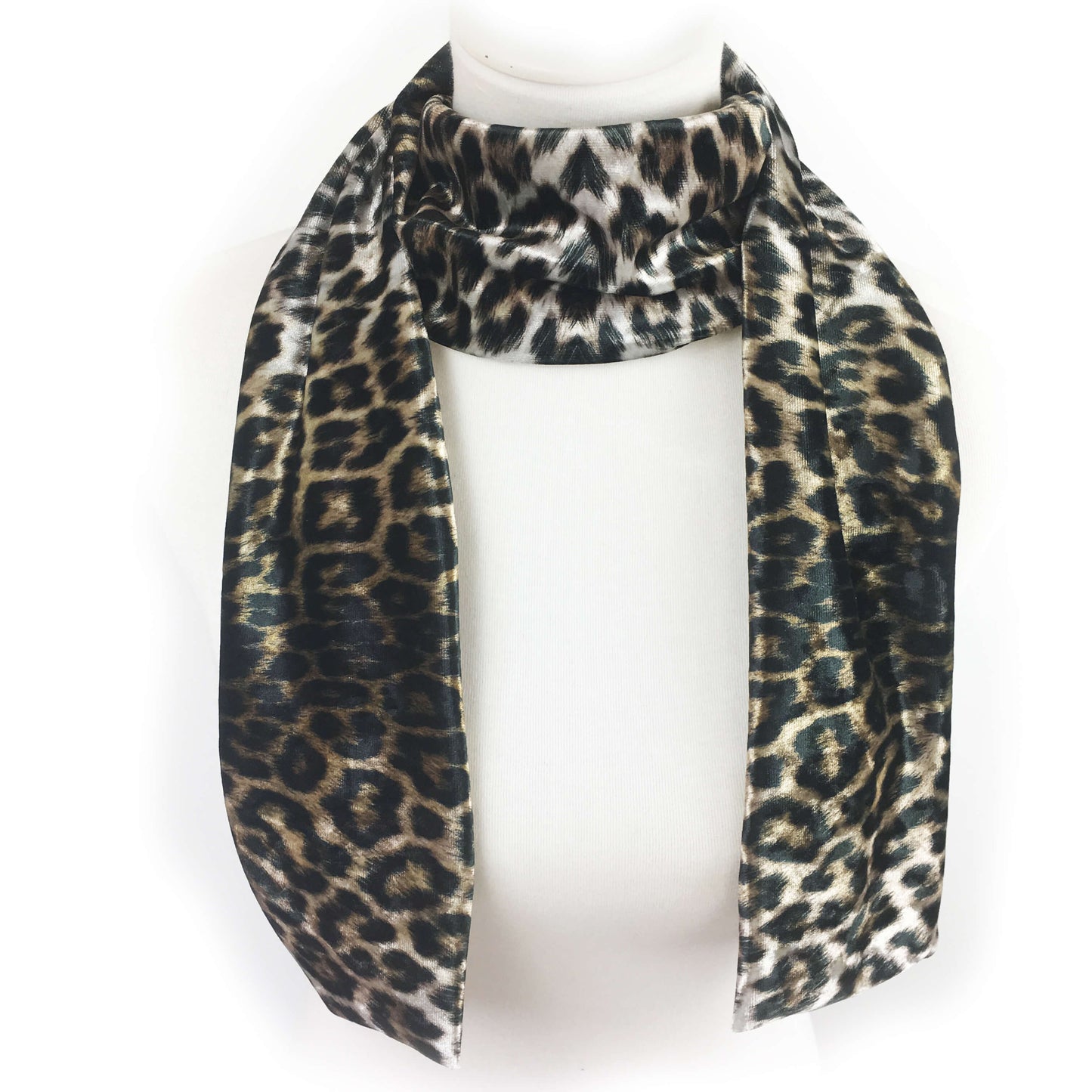 Black and Camel Leopard Scarf - All season velour - UndertheLeafDesigns.com