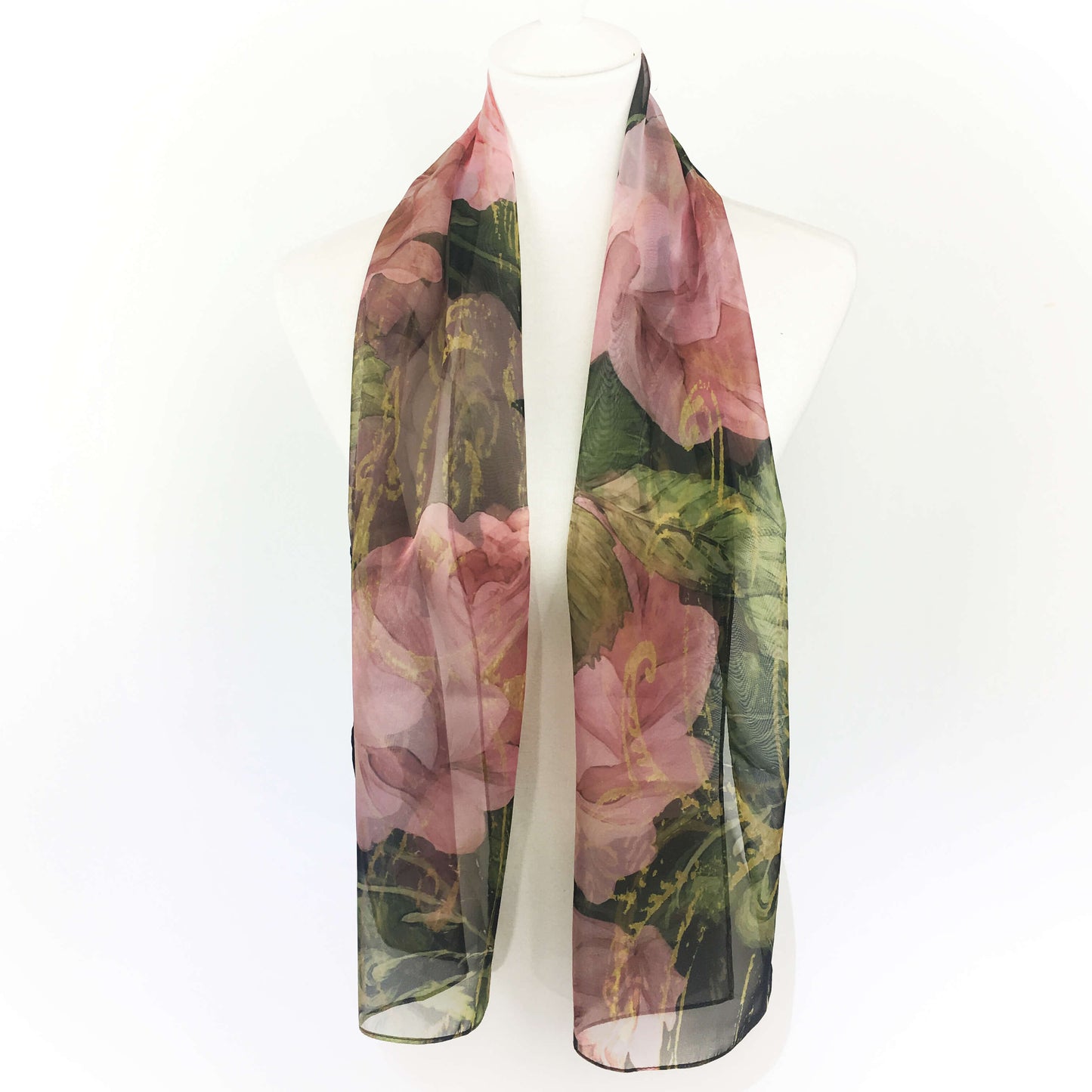 Rose Floral Chiffon Scarf - UndertheLeafDesigns.com