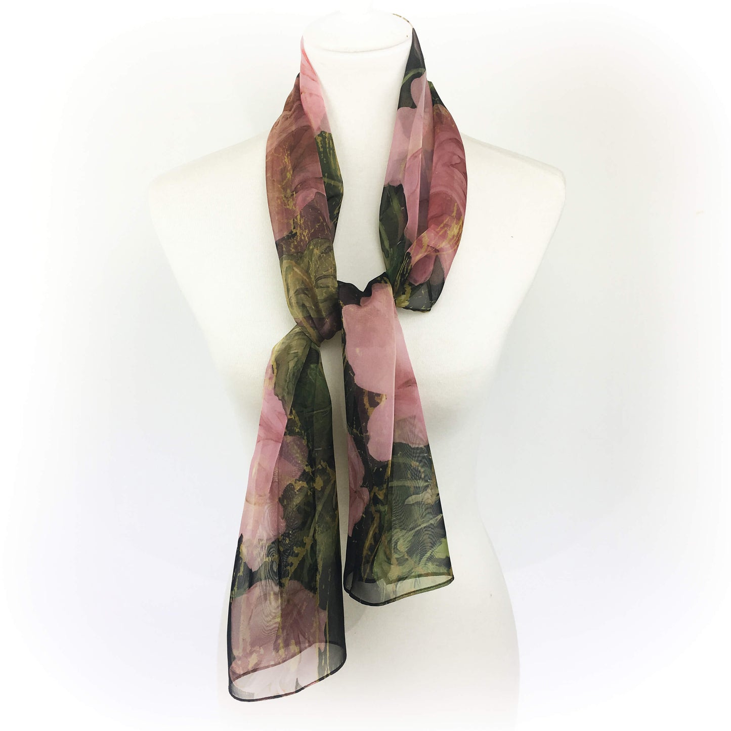 Rose Floral Chiffon Scarf - UndertheLeafDesigns.com