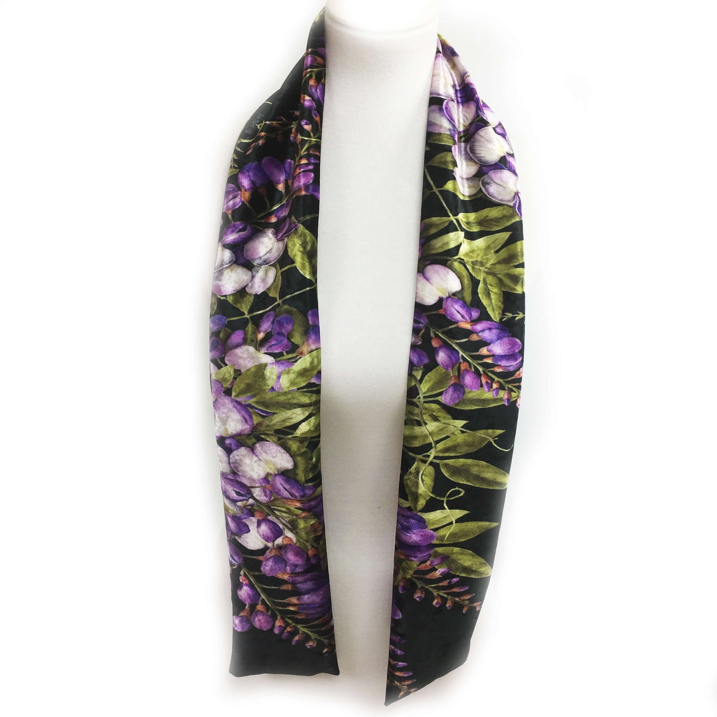 Wisteria Velour Scarf, Womans Scarf, All season, Luminous Scarf, hand painted scarf, artist scarf, Wear all day or evening