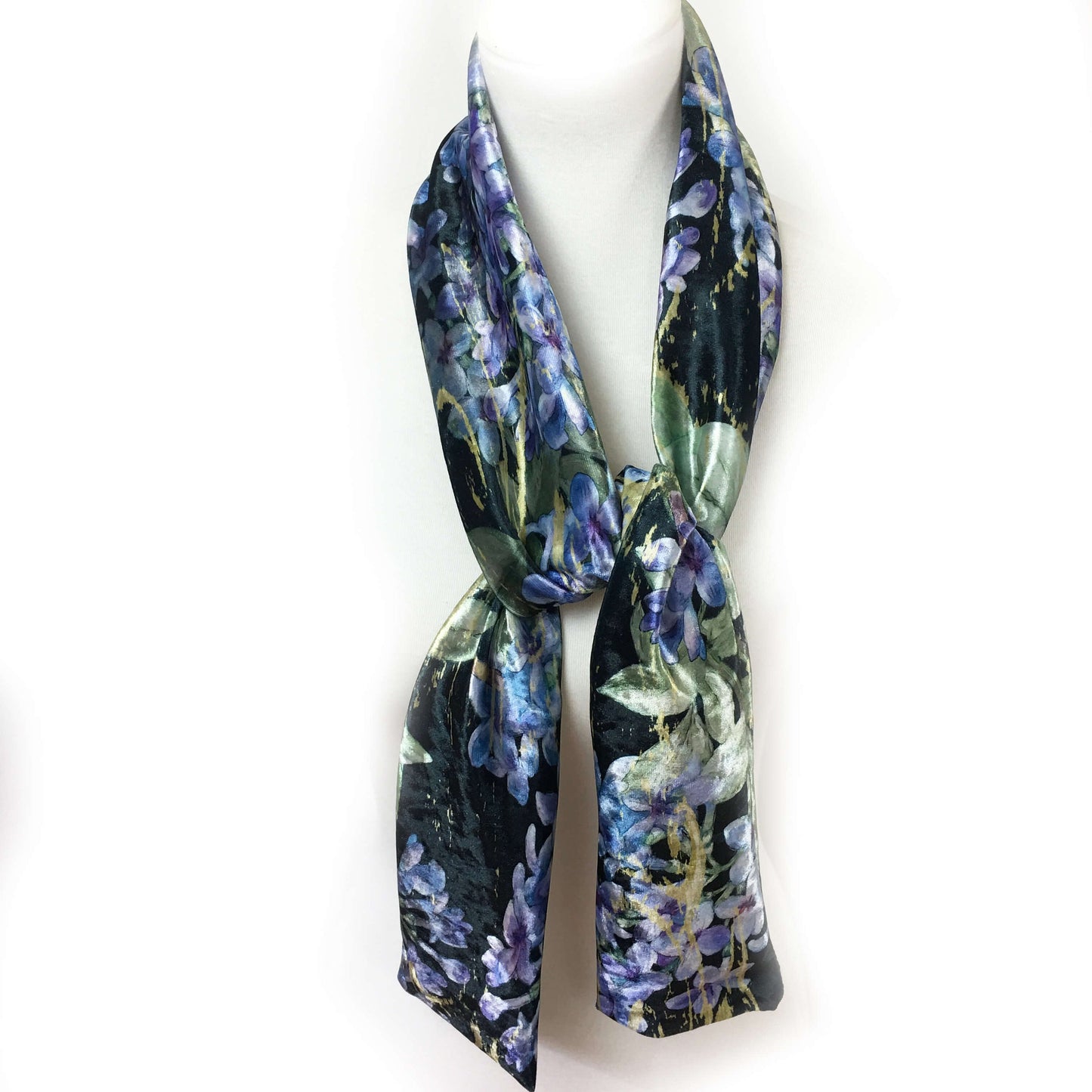 Lilacs Velour Scarf, Womans Scarf, All season, Luminous Scarf, hand painted scarf, artist scarf, Wear all day or evening