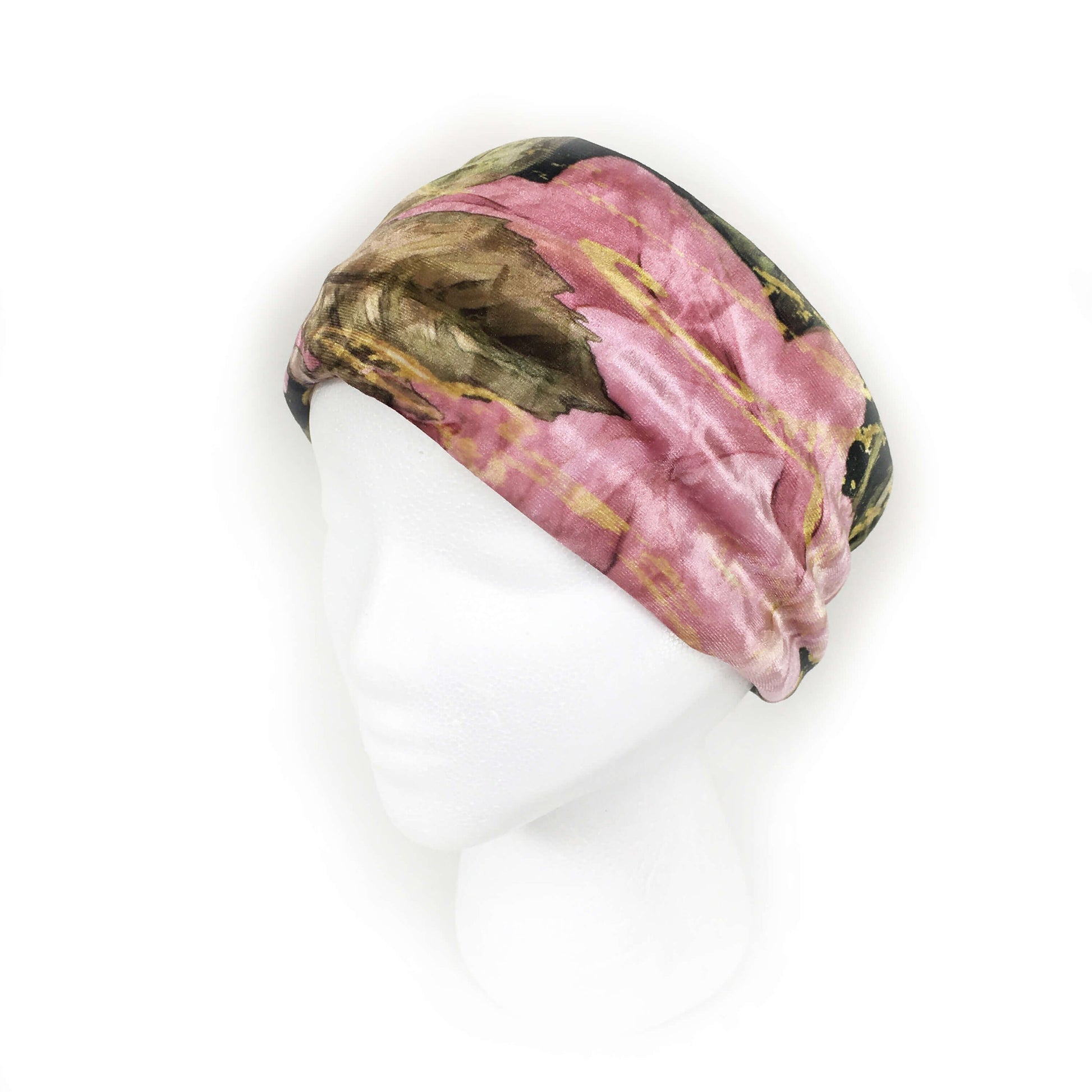 Scroll Rose, Versatile Cowl Scarf, Headband, HatBand, Neck Warmer, Ladies Scarf, Velour Scarf, Handpainted and printed