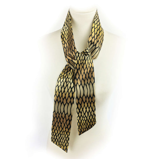 Bronze Snake Abstract,Skinny Scarf,Woman Scarf,All season scarf,LightweightScarf,ladies scarf,artist scarf,painted scarf,satin scarf