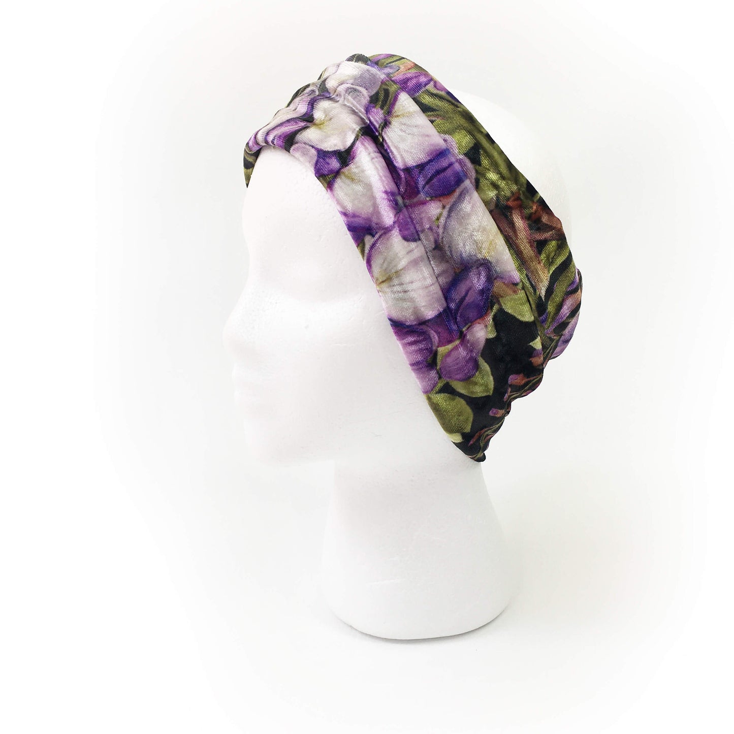 Wisteria, Versatile Scarf, Headband, HatBand, Neck Warmer, Ladies Scarf, Velour Scarf, Designer Gaiter, Handpainted and printed