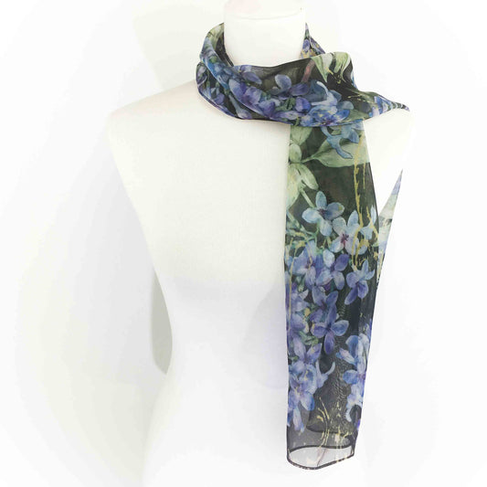 Lilacs Scarf, Chiffon Scarf, Woman Scarf, All season scarf, Lightweight Scarf, hand painted scarf,ladies scarf, artist scarf