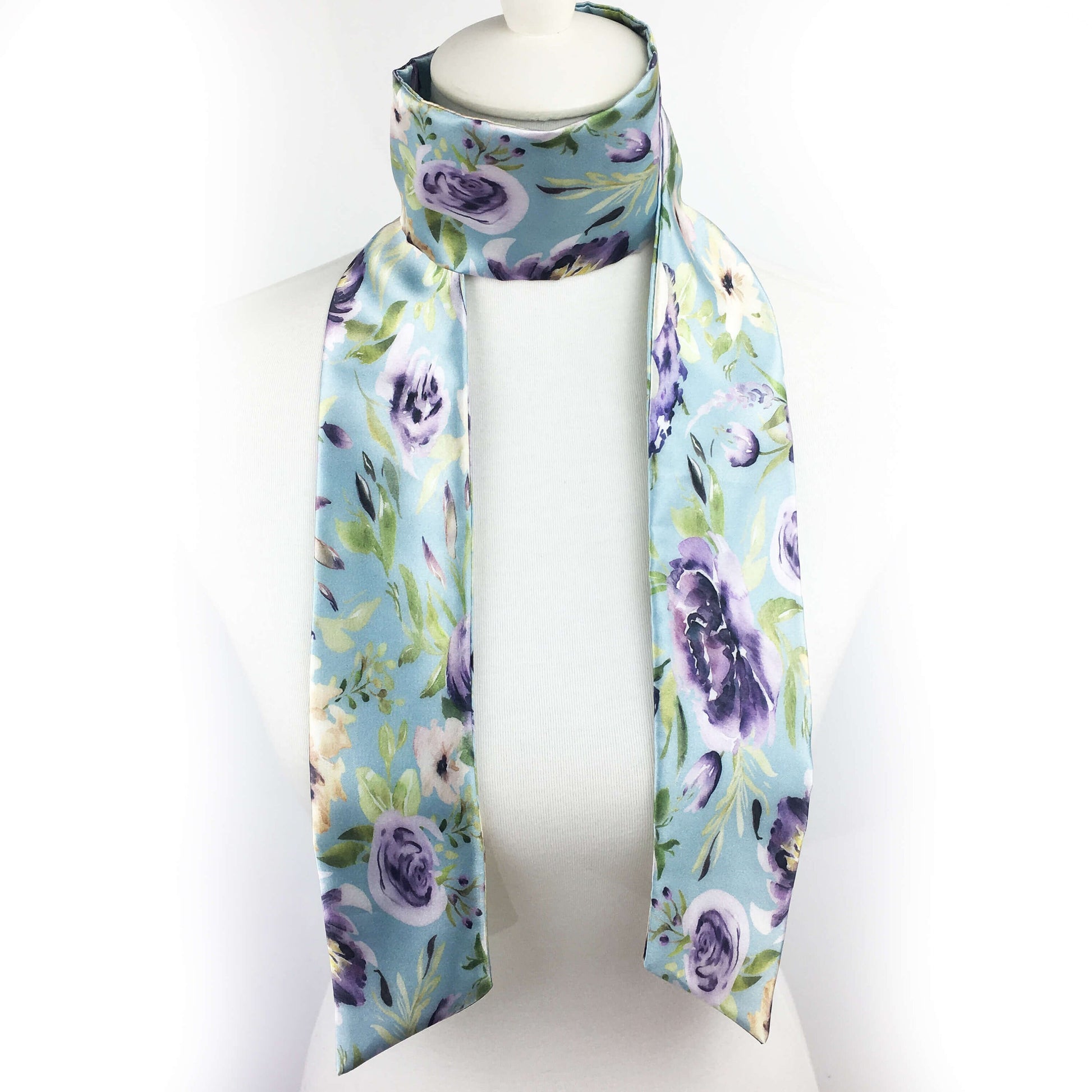 Mixed Watercolor Turquoise,Skinny Scarf,Woman Scarf,All season scarf,LightweightScarf,ladies scarf,artist scarf,painted scarf,satin scarf