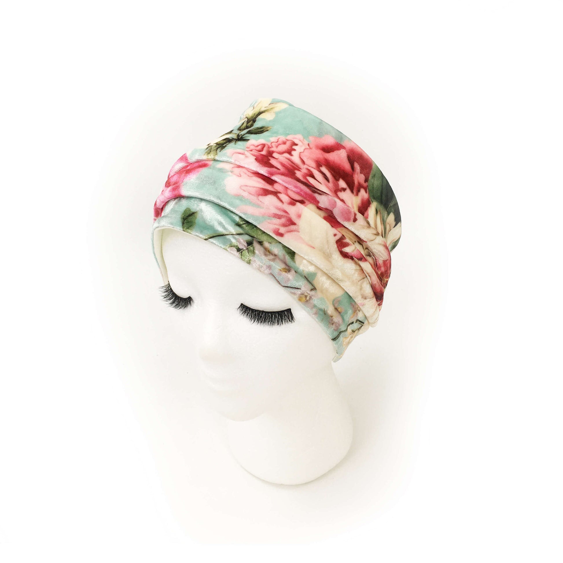 Turquoise Floral, Versatile Scarf, Headband, HatBand, Neck Warmer, Ladies Scarf, Velour Scarf, Designer Gaiter,Velour/Silky Soft Knit