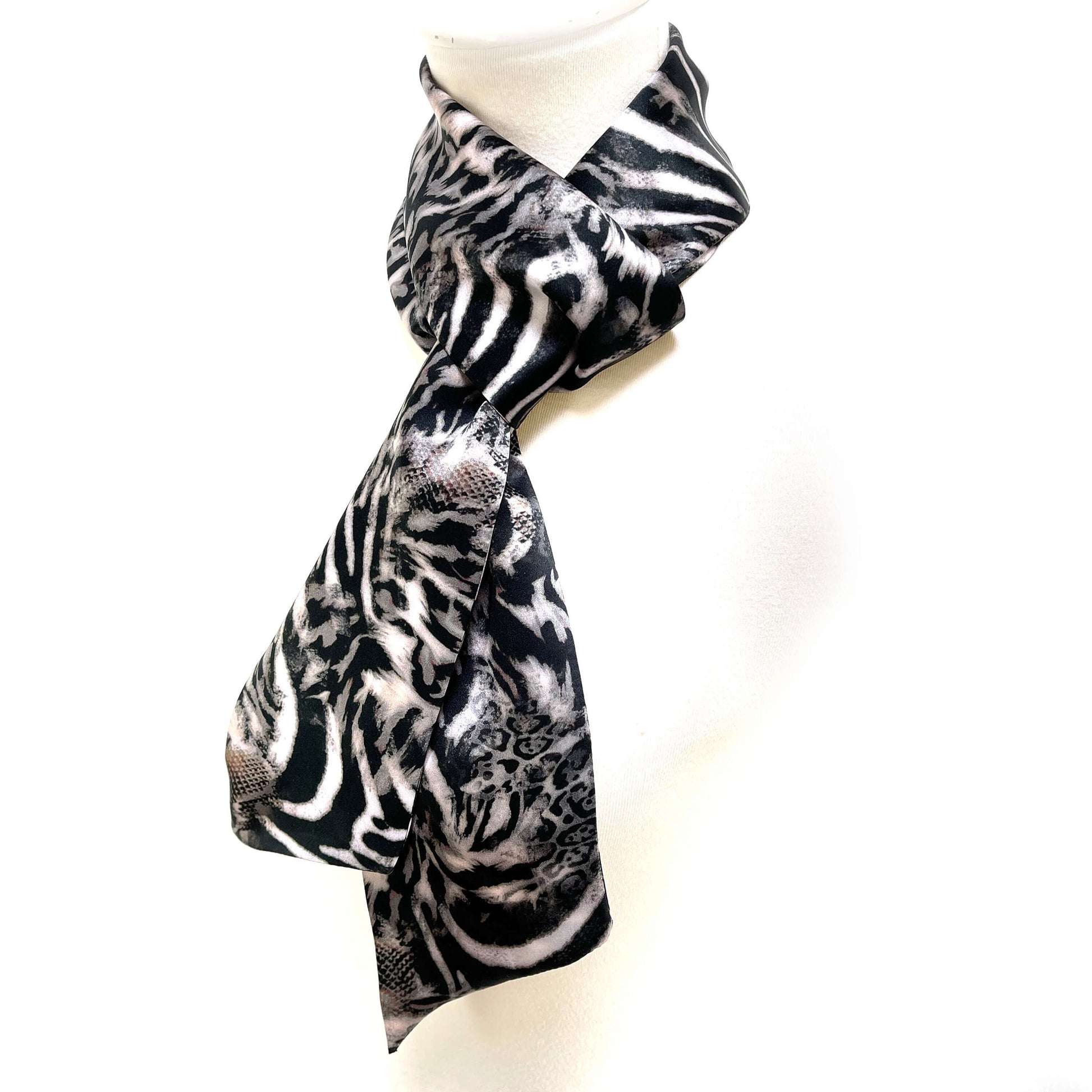 Pure Silk Mixed Zebra Safari Scarf, Womans Scarf, Hair Scarf, Neck Scarf, Headband, Designer Scarf, 100% Pure Silk