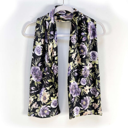 Mixed Floral Watercolor Velour Scarf, Womans scarf, handmade scarf, luminous scarf, designer scarf, all season scarf, floral scarf